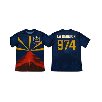 Jersey Réunion 974 Drapeau Réunion - Vêtement Streetwear Île Volcanique