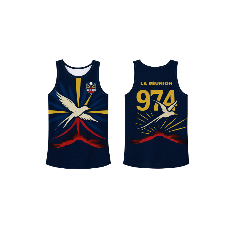 Débardeur Paille-en-Queue La Réunion 974 - Bleu Marine Oiseau Emblématique