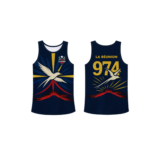 Débardeur Paille-en-Queue La Réunion 974 - Bleu Marine Oiseau Emblématique
